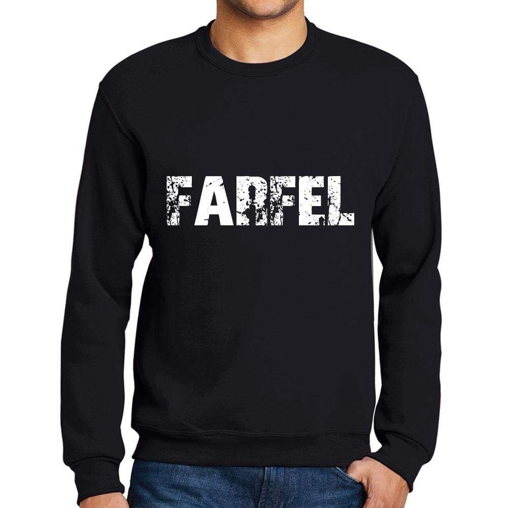Mens Printed Graphic Sweatshirt Popular Words Farfel Deep Black - Deep Black / Small / Cotton - Sweatshirts