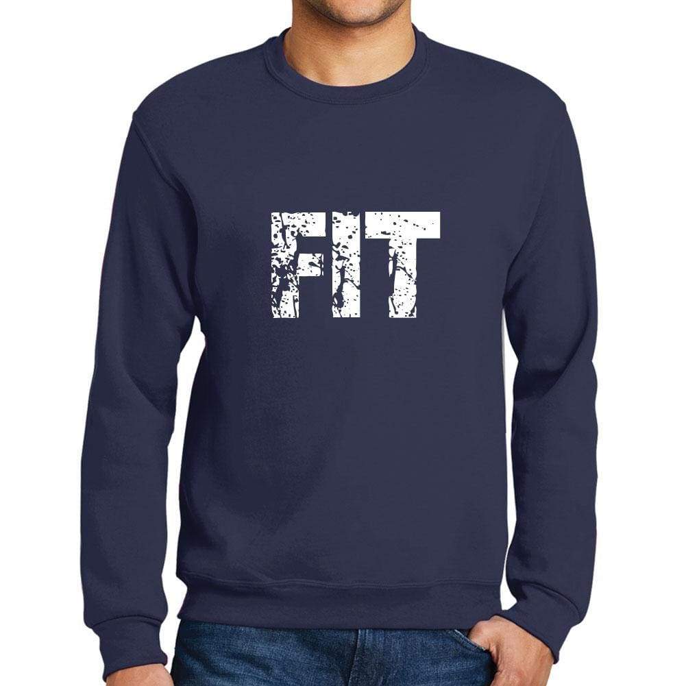 Mens Printed Graphic Sweatshirt Popular Words Fit French Navy - French Navy / Small / Cotton - Sweatshirts