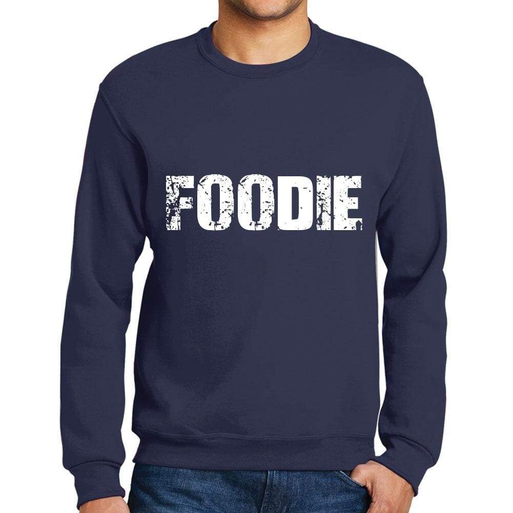 Mens Printed Graphic Sweatshirt Popular Words Foodie French Navy - French Navy / Small / Cotton - Sweatshirts