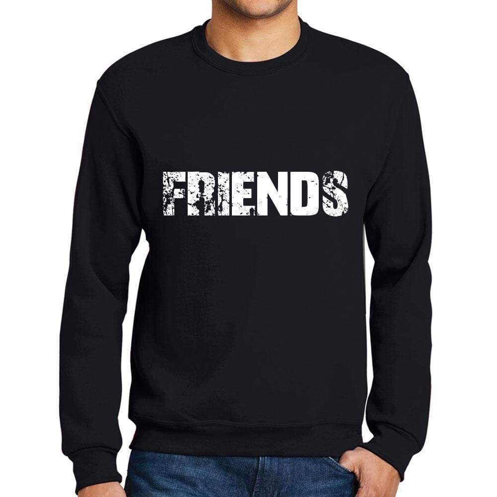 Mens Printed Graphic Sweatshirt Popular Words Friends Deep Black - Deep Black / Small / Cotton - Sweatshirts