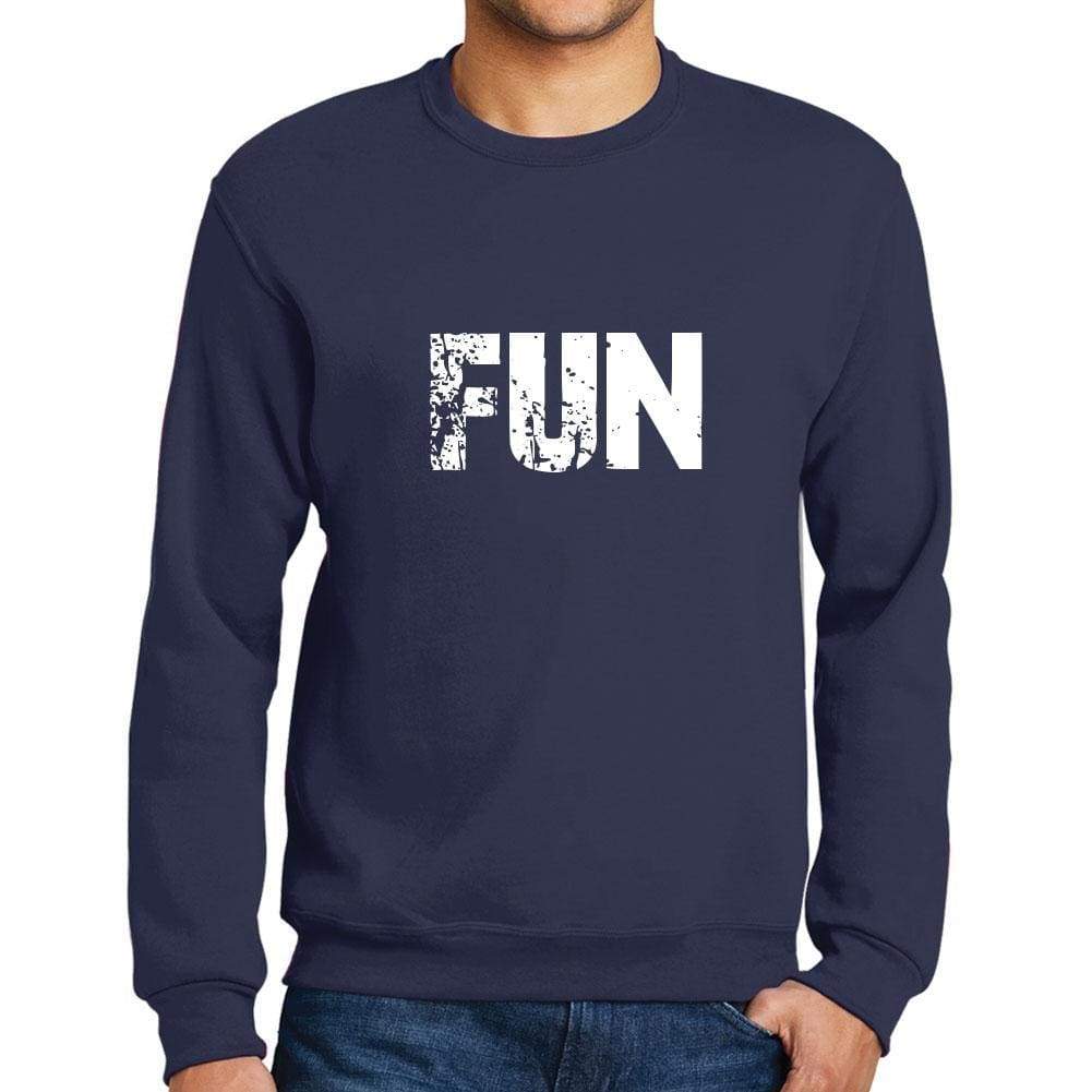 Mens Printed Graphic Sweatshirt Popular Words Fun French Navy - French Navy / Small / Cotton - Sweatshirts