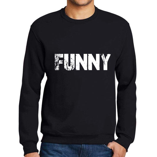 Mens Printed Graphic Sweatshirt Popular Words Funny Deep Black - Deep Black / Small / Cotton - Sweatshirts