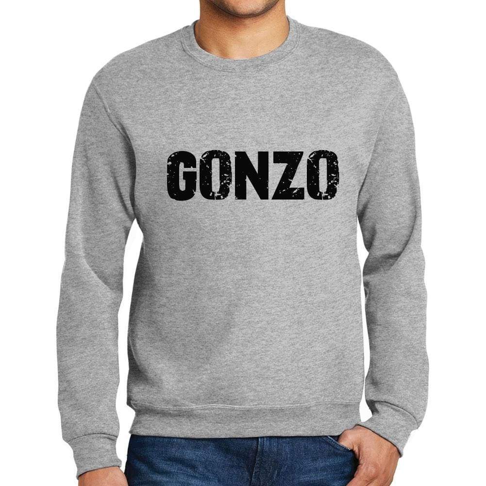 Mens Printed Graphic Sweatshirt Popular Words Gonzo Grey Marl - Grey Marl / Small / Cotton - Sweatshirts