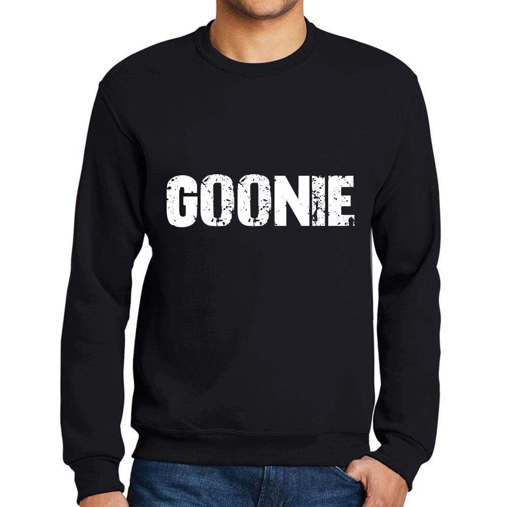 Mens Printed Graphic Sweatshirt Popular Words Goonie Deep Black - Deep Black / Small / Cotton - Sweatshirts