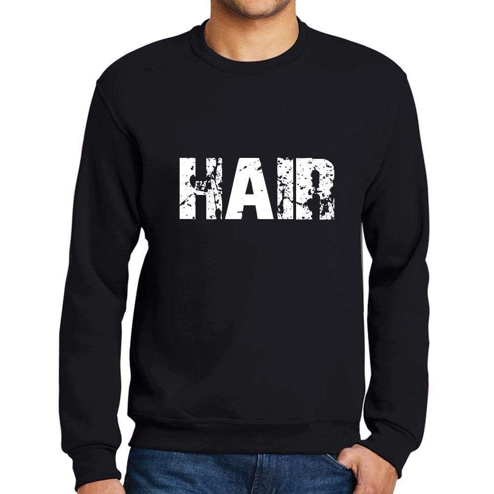 Mens Printed Graphic Sweatshirt Popular Words Hair Deep Black - Deep Black / Small / Cotton - Sweatshirts
