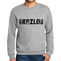 Men's Printed Graphic Sweatshirt Popular Words HERZLOS Grey Marl