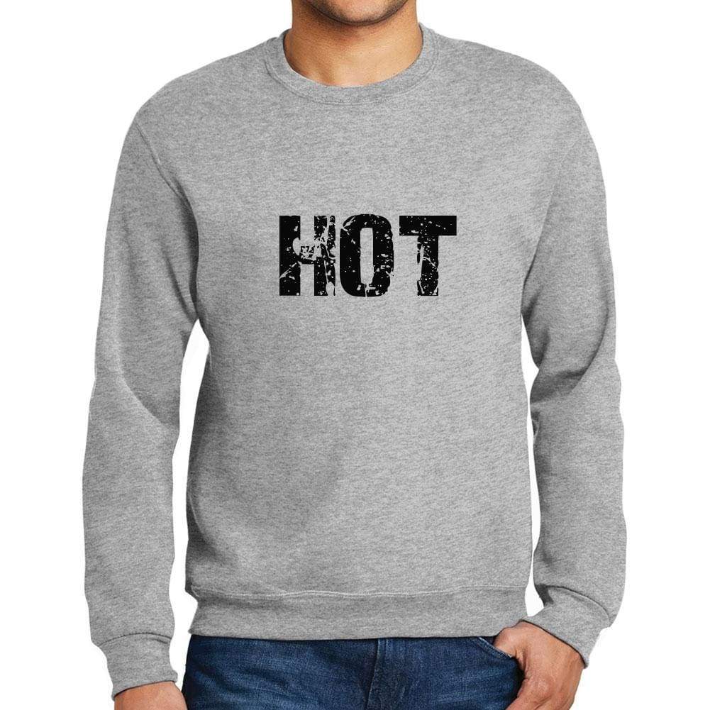 Mens Printed Graphic Sweatshirt Popular Words Hot Grey Marl - Grey Marl / Small / Cotton - Sweatshirts