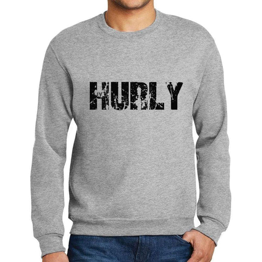 Mens Printed Graphic Sweatshirt Popular Words Hurly Grey Marl - Grey Marl / Small / Cotton - Sweatshirts