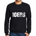 Men's Printed Graphic Sweatshirt Popular Words IGERS Deep Black