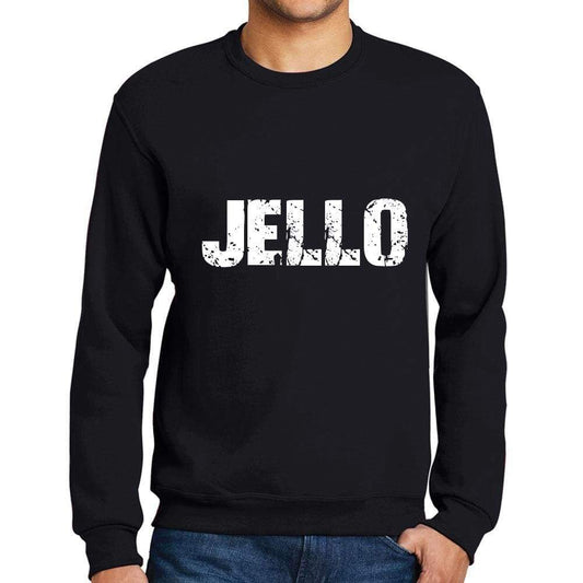 Mens Printed Graphic Sweatshirt Popular Words Jello Deep Black - Deep Black / Small / Cotton - Sweatshirts