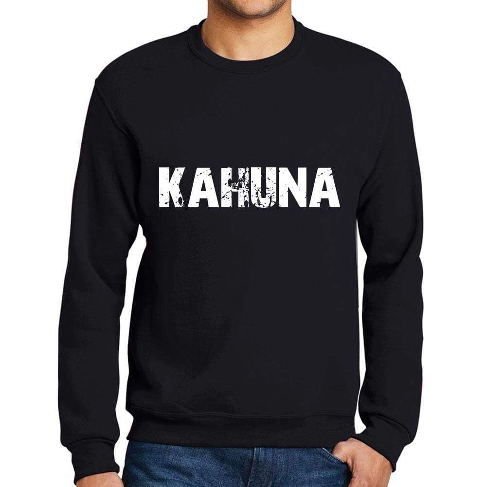 Mens Printed Graphic Sweatshirt Popular Words Kahuna Deep Black - Deep Black / Small / Cotton - Sweatshirts
