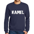 Men's Printed Graphic Sweatshirt Popular Words KAMEL French Navy
