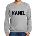 Men's Printed Graphic Sweatshirt Popular Words KAMEL Grey Marl