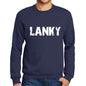 Mens Printed Graphic Sweatshirt Popular Words Lanky French Navy - French Navy / Small / Cotton - Sweatshirts