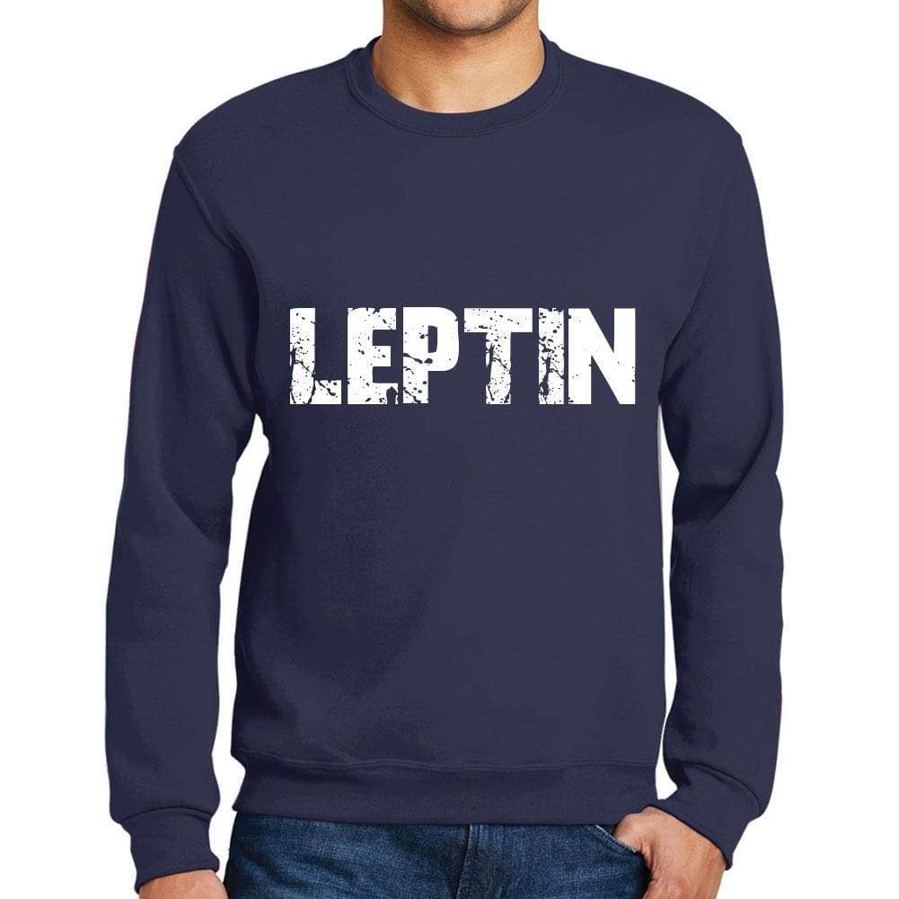 Mens Printed Graphic Sweatshirt Popular Words Leptin French Navy - French Navy / Small / Cotton - Sweatshirts