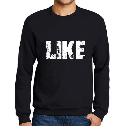 Mens Printed Graphic Sweatshirt Popular Words Like Deep Black - Deep Black / Small / Cotton - Sweatshirts