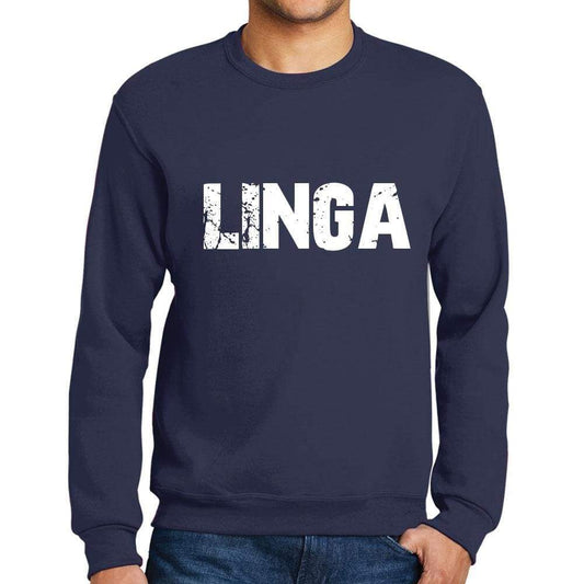 Mens Printed Graphic Sweatshirt Popular Words Linga French Navy - French Navy / Small / Cotton - Sweatshirts