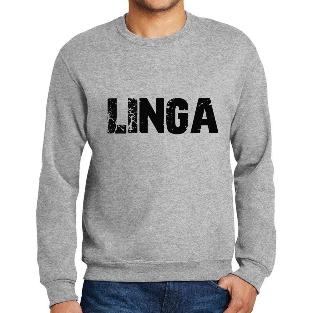 Mens Printed Graphic Sweatshirt Popular Words Linga Grey Marl - Grey Marl / Small / Cotton - Sweatshirts