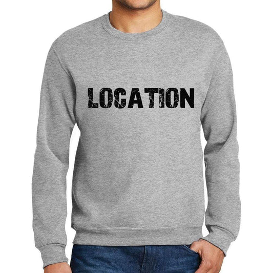 Mens Printed Graphic Sweatshirt Popular Words Location Grey Marl - Grey Marl / Small / Cotton - Sweatshirts