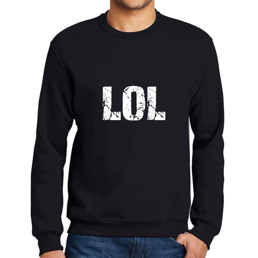 Mens Printed Graphic Sweatshirt Popular Words Lol Deep Black - Deep Black / Small / Cotton - Sweatshirts