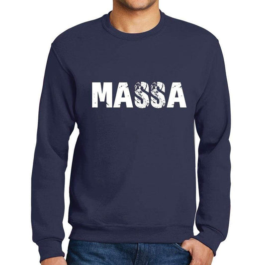 Mens Printed Graphic Sweatshirt Popular Words Massa French Navy - French Navy / Small / Cotton - Sweatshirts