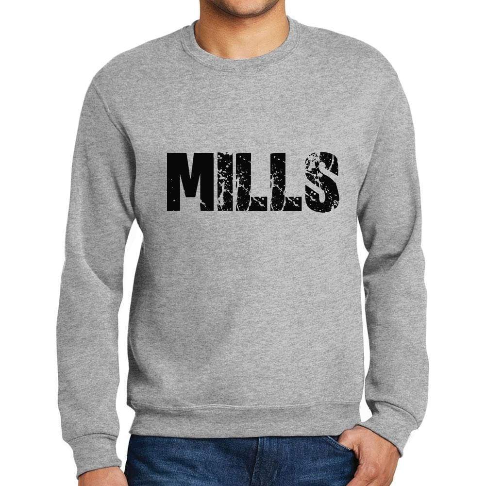 Mens Printed Graphic Sweatshirt Popular Words Mills Grey Marl - Grey Marl / Small / Cotton - Sweatshirts