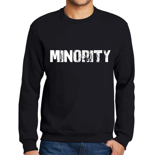 Mens Printed Graphic Sweatshirt Popular Words Minority Deep Black - Deep Black / Small / Cotton - Sweatshirts