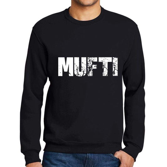 Mens Printed Graphic Sweatshirt Popular Words Mufti Deep Black - Deep Black / Small / Cotton - Sweatshirts