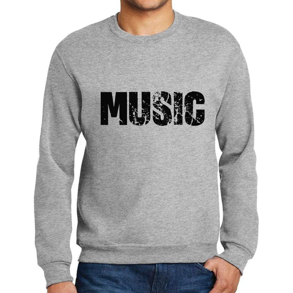 Mens Printed Graphic Sweatshirt Popular Words Music Grey Marl - Grey Marl / Small / Cotton - Sweatshirts