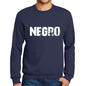 Mens Printed Graphic Sweatshirt Popular Words Negro French Navy - French Navy / Small / Cotton - Sweatshirts