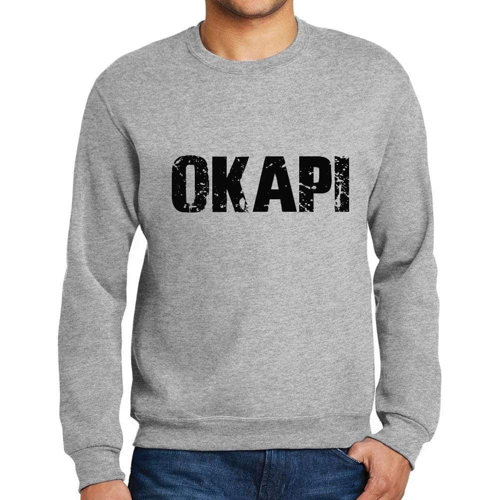 Mens Printed Graphic Sweatshirt Popular Words Okapi Grey Marl - Grey Marl / Small / Cotton - Sweatshirts