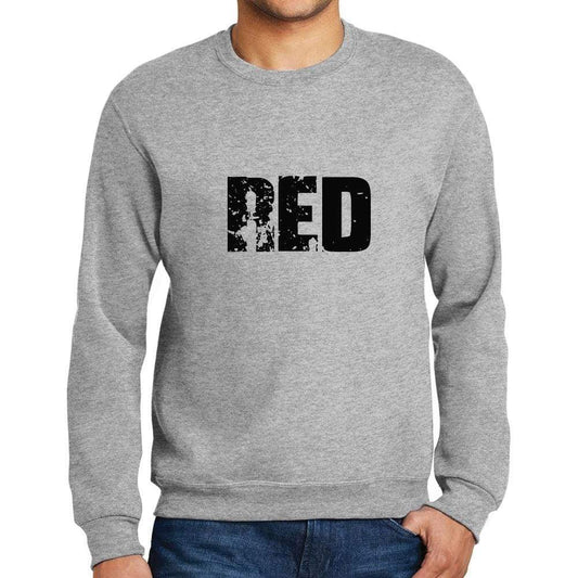 Mens Printed Graphic Sweatshirt Popular Words Red Grey Marl - Grey Marl / Small / Cotton - Sweatshirts