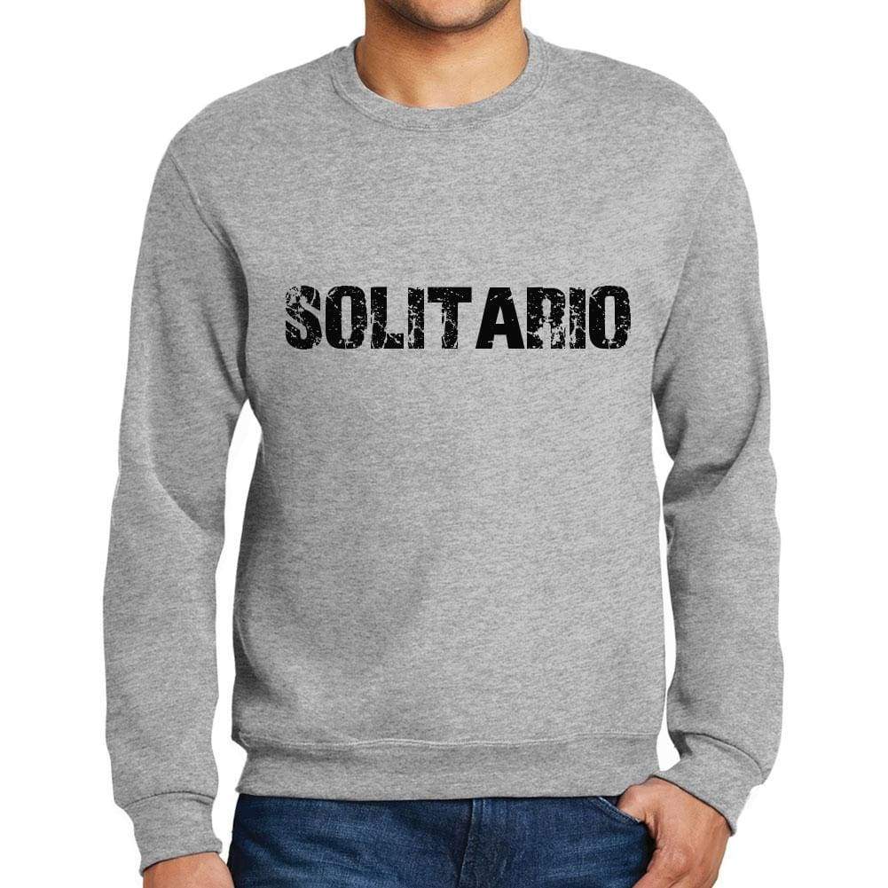 Mens Printed Graphic Sweatshirt Popular Words Solitario Grey Marl - Grey Marl / Small / Cotton - Sweatshirts