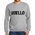 Men's Printed Graphic Sweatshirt Popular Words SUELLO Grey Marl
