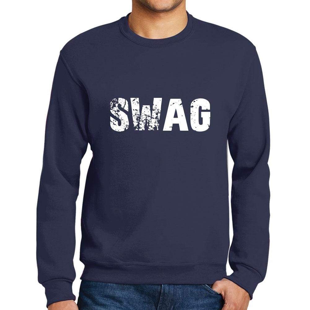 Mens Printed Graphic Sweatshirt Popular Words Swag French Navy - French Navy / Small / Cotton - Sweatshirts