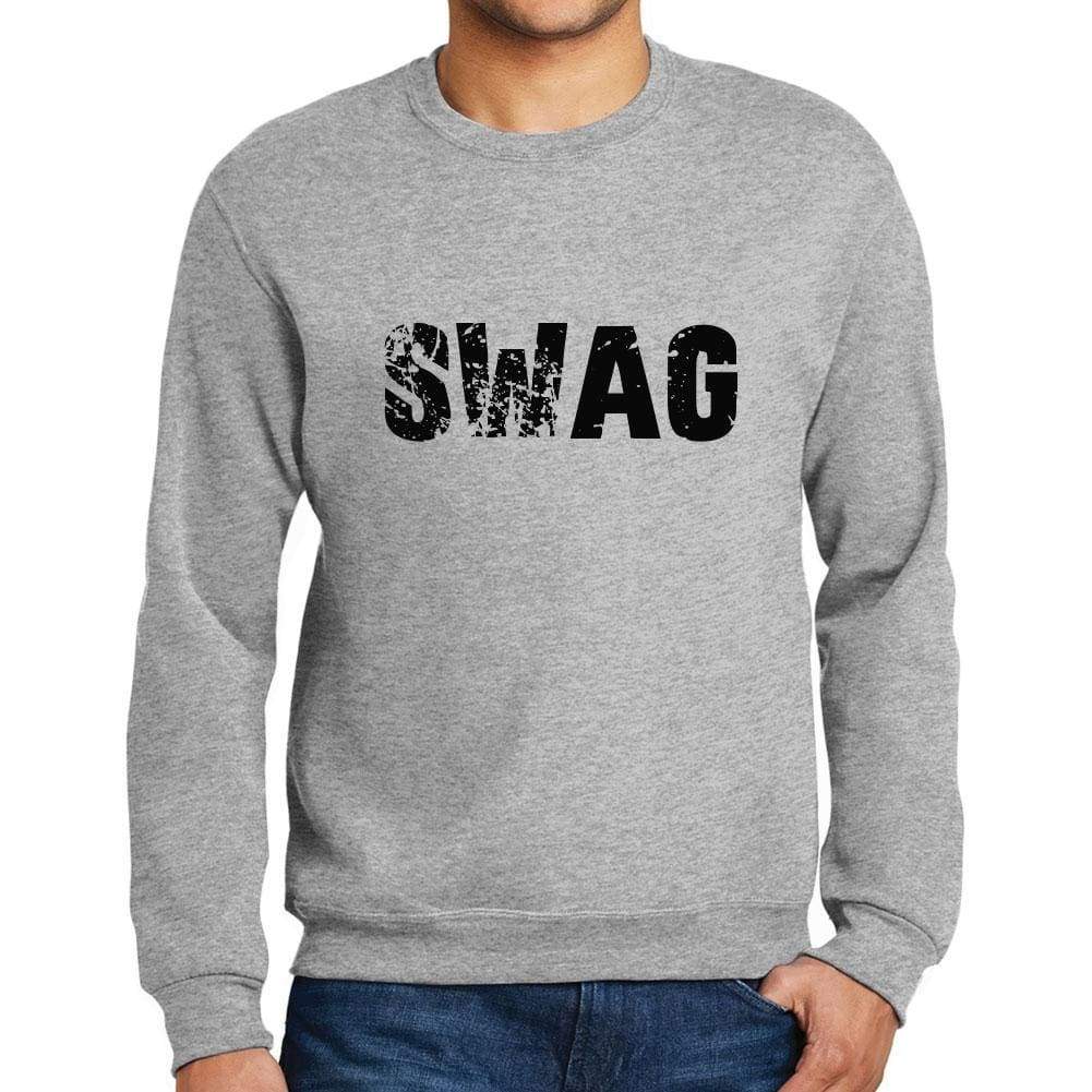 Mens Printed Graphic Sweatshirt Popular Words Swag Grey Marl - Grey Marl / Small / Cotton - Sweatshirts