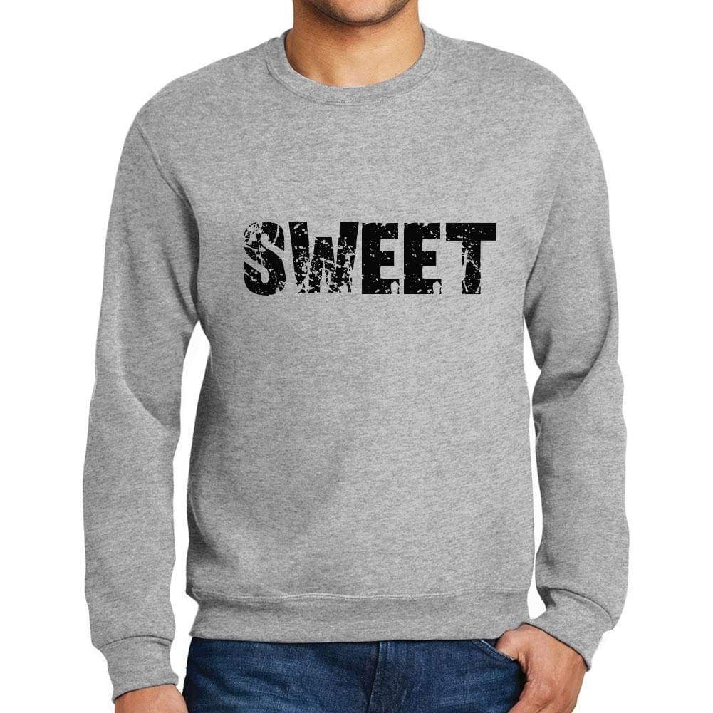 Mens Printed Graphic Sweatshirt Popular Words Sweet Grey Marl - Grey Marl / Small / Cotton - Sweatshirts