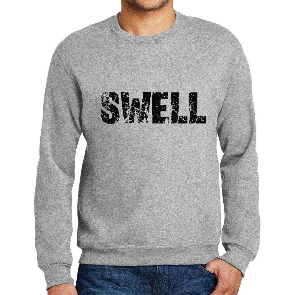 Mens Printed Graphic Sweatshirt Popular Words Swell Grey Marl - Grey Marl / Small / Cotton - Sweatshirts