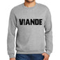 Mens Printed Graphic Sweatshirt Popular Words Viande Grey Marl - Grey Marl / Small / Cotton - Sweatshirts