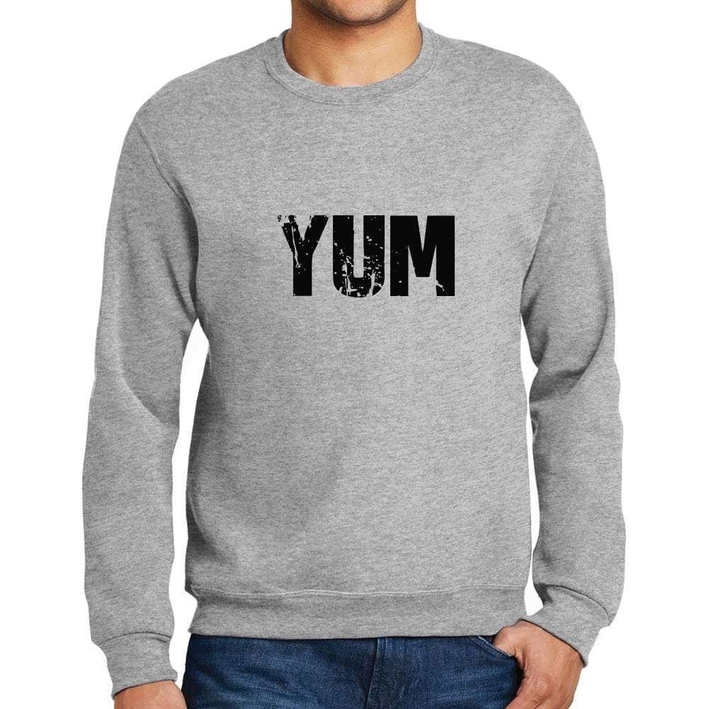 Mens Printed Graphic Sweatshirt Popular Words Yum Grey Marl - Grey Marl / Small / Cotton - Sweatshirts