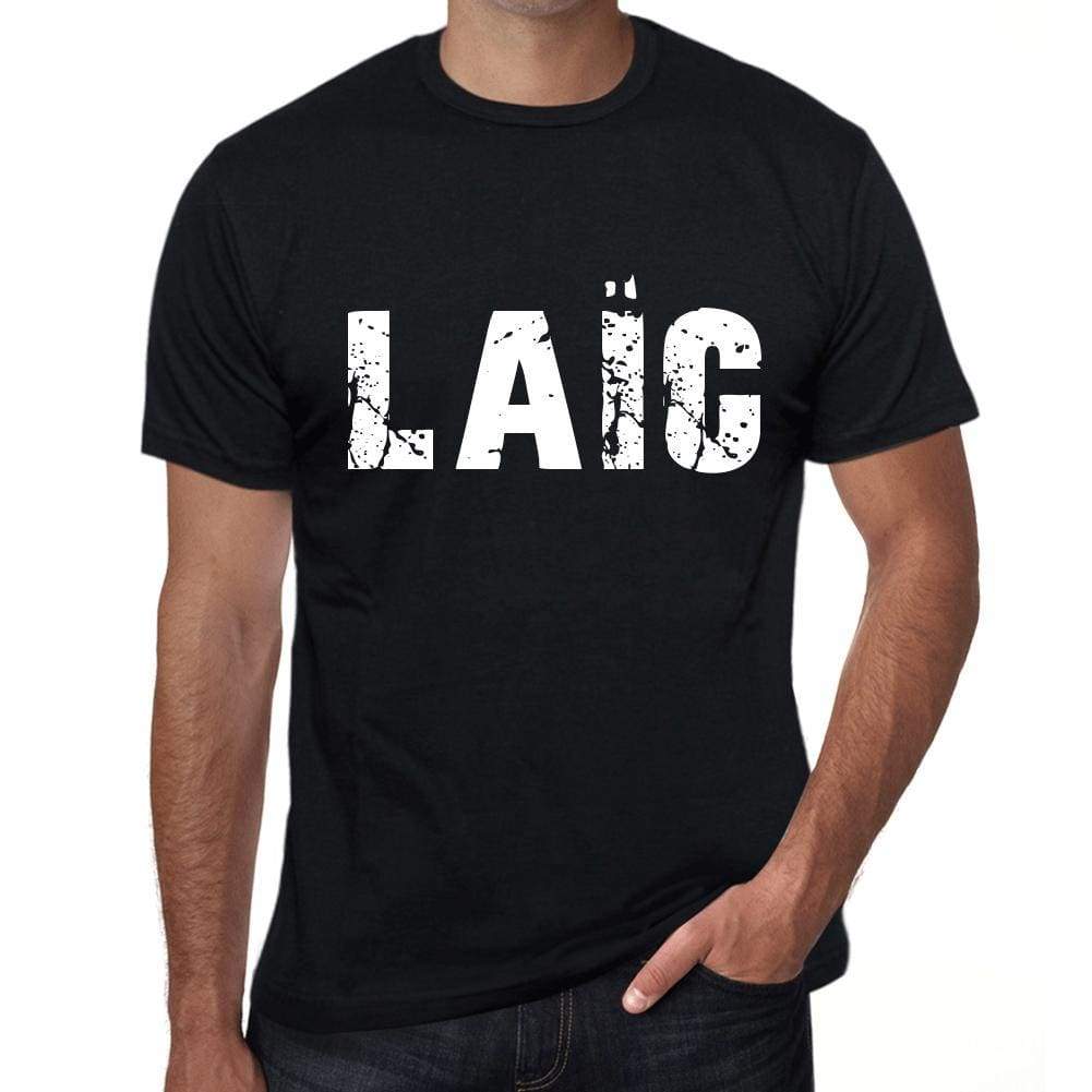Mens Tee Shirt Vintage T Shirt Laïc X-Small Black 00557 - Black / Xs - Casual