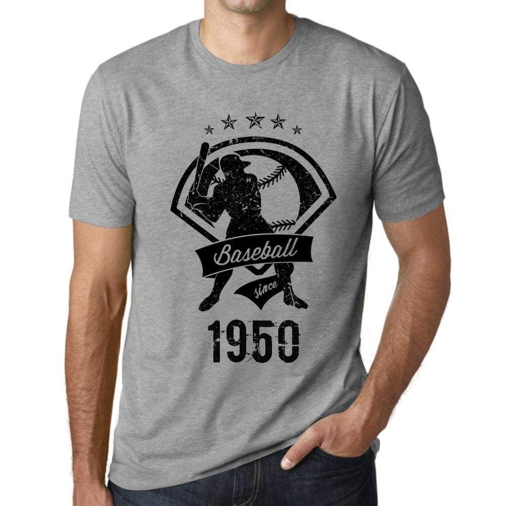 Mens Vintage Tee Shirt Graphic T Shirt Baseball Since 1950 Grey Marl - Grey Marl / Xs / Cotton - T-Shirt