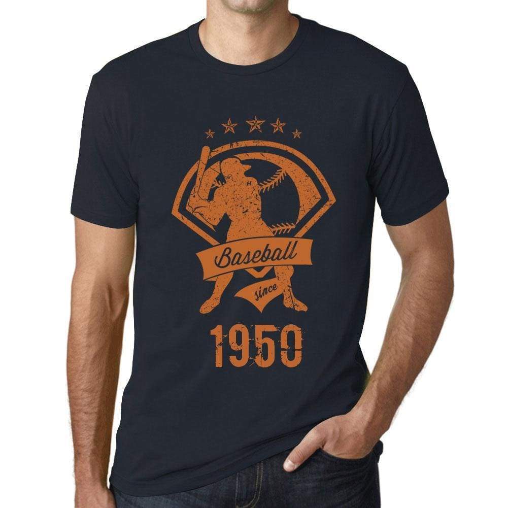Mens Vintage Tee Shirt Graphic T Shirt Baseball Since 1950 Navy - Navy / Xs / Cotton - T-Shirt