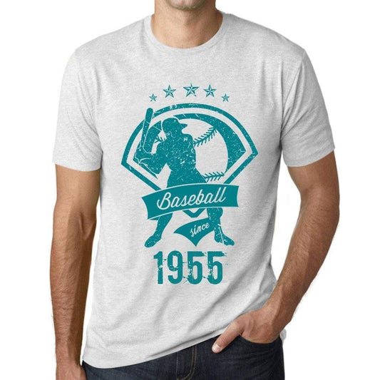 Mens Vintage Tee Shirt Graphic T Shirt Baseball Since 1955 Vintage White - Vintage White / Xs / Cotton - T-Shirt