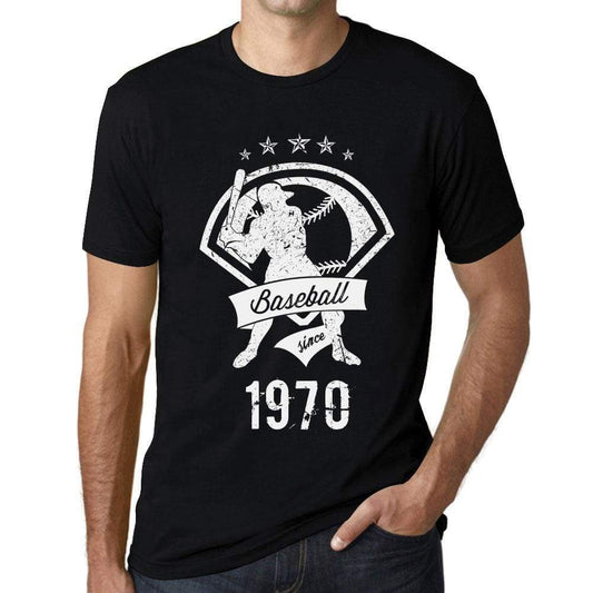 Mens Vintage Tee Shirt Graphic T Shirt Baseball Since 1970 Deep Black White Text - Deep Black White Text / Xs / Cotton - T-Shirt