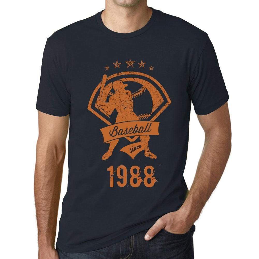 Mens Vintage Tee Shirt Graphic T Shirt Baseball Since 1988 Navy - Navy / Xs / Cotton - T-Shirt