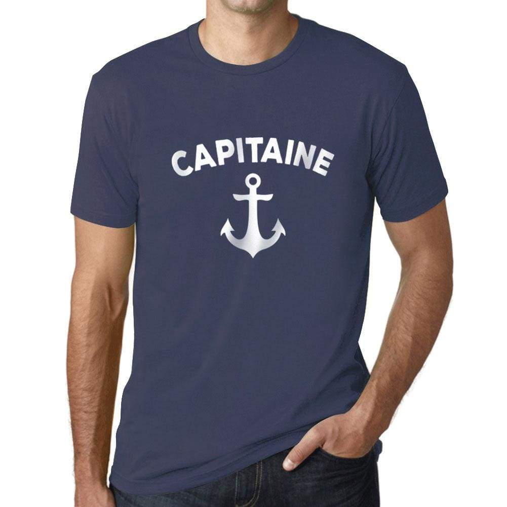 Mens Vintage Tee Shirt Graphic T Shirt Capitaine Denim - Denim / Xs / Cotton - T-Shirt