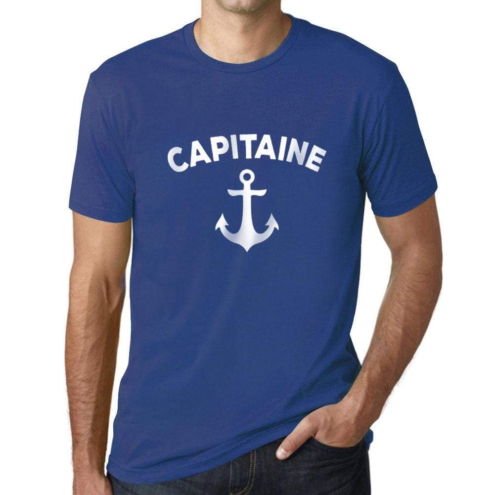 Mens Vintage Tee Shirt Graphic T Shirt Capitaine Royal Blue - Royal Blue / Xs / Cotton - T-Shirt