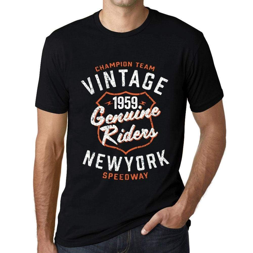 Men’s Vintage Tee Shirt <span>Graphic</span> T shirt Genuine Riders 1959 Deep Black - ULTRABASIC
