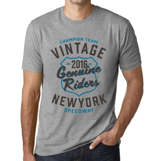 Mens Vintage Tee Shirt Graphic T Shirt Genuine Riders 2016 Grey Marl - T-Shirt